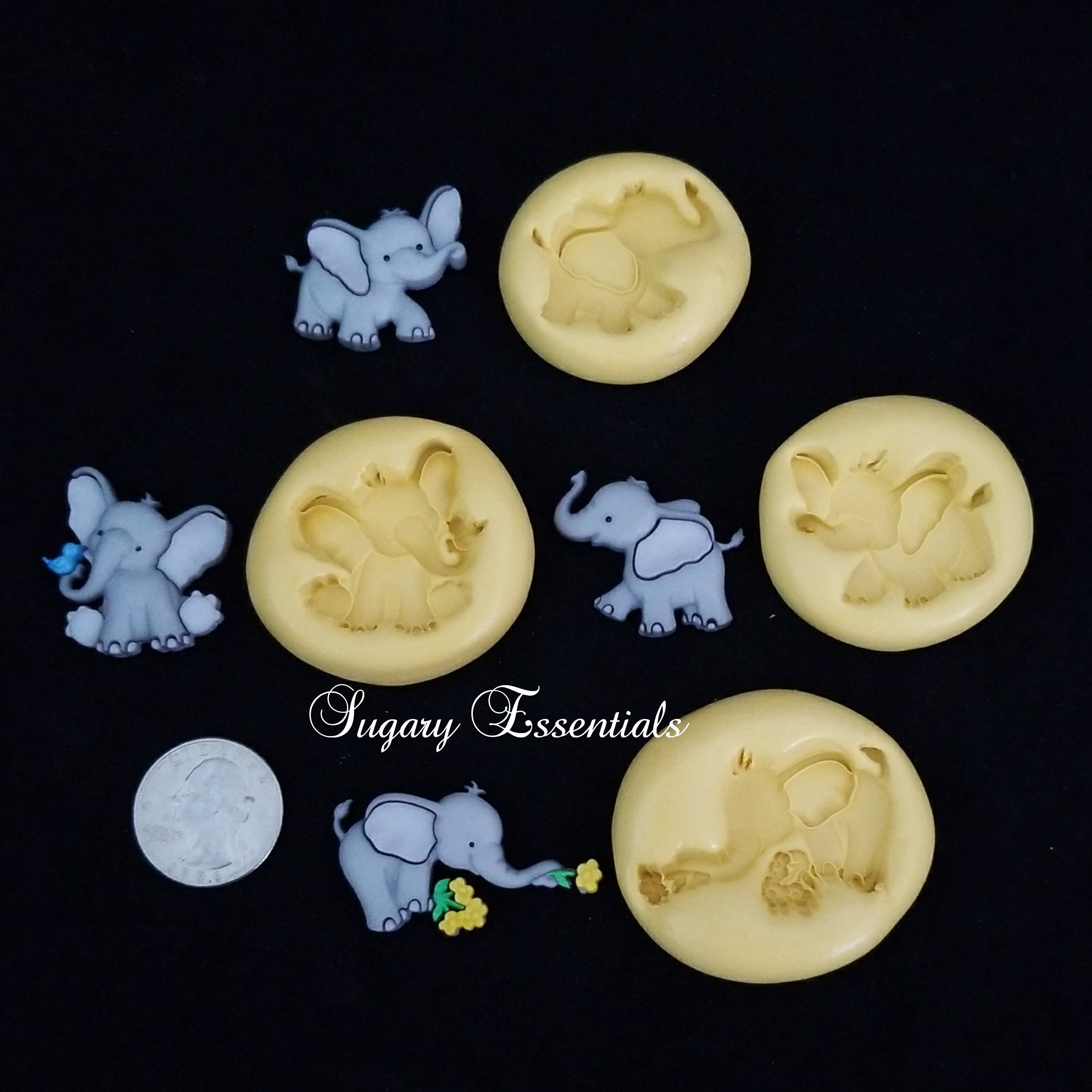 4 Pcs. Baby Elephant Silicone Mold Etsy