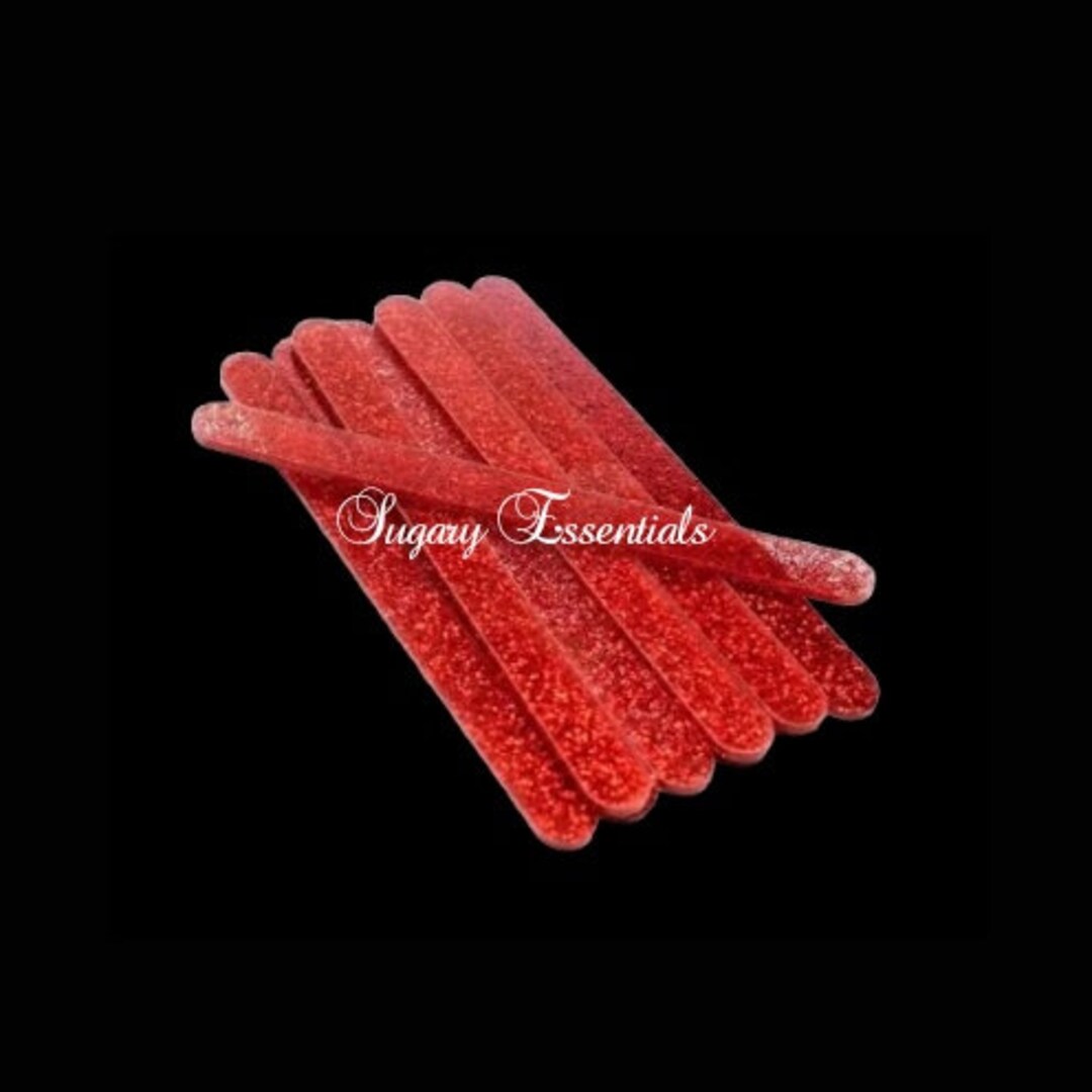 Popsicle Sticks Red Glitter - Pack of 10