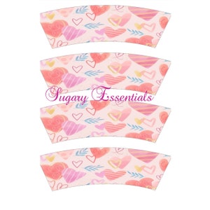 Multi Colored Hearts Mini Cup Wraps (Edible Images)