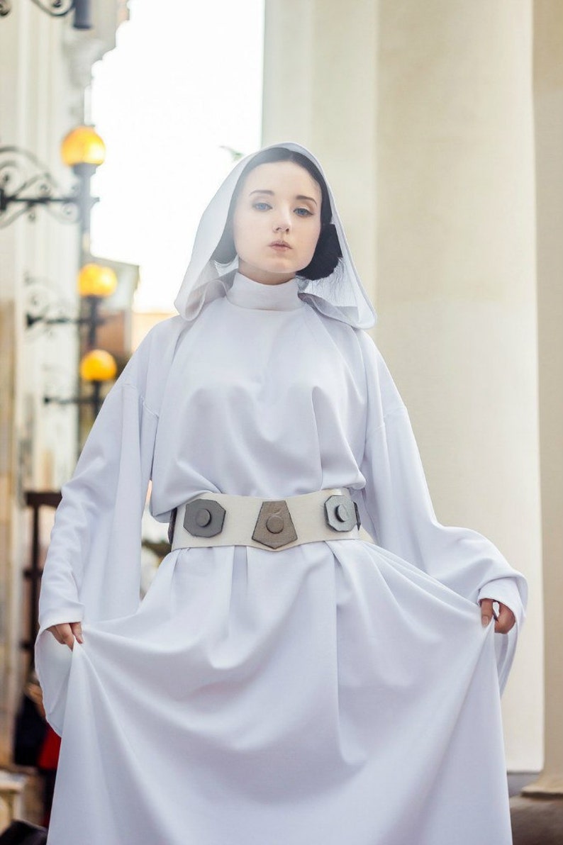 INSPIRIERT Prinzessin Leia Kostüm, Prinzessin Leia Weißes Kleid, Prinzessin Leia, Eine neue Hoffnung, Leias klassisches weißes Kleid mit Kapuze Bild 2