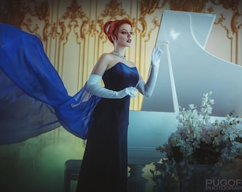 Anastasia Opera Blue Dress, Prinzessin Anya Cosplay Kleid, Halloween-Kostüm für Erwachsene