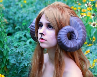 Cuernos de carnero para adultos. Diadema de cuerno de carnero. Cuernos de fauno. Cuernos para cosplay.