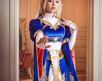 Blaues königliches Cosplay-Kleid von Prinzessin Zelda von Breathe of The Wild