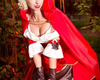 Red Riding Hood Costume Steampunk, Victorian corset costume, hand-made costume