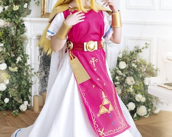 Prinzessin Zelda-Kostüm. Kostüm der Prinzessin von Hyrul. Legende von Zelda: Eine Verbindung zwischen den Welten. Zelda-Cosplay-Kostüm