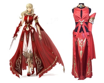 Final Fantasy XIV FF14 Lyse Hex Cosplay Costume red dress