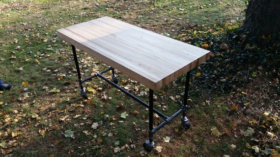 Industrial Butcher Block Island on Pipe Legs Etsy UK