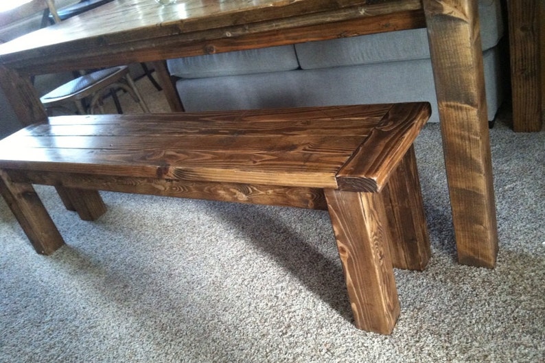 Farmhouse table style bench rustic bench farm bench image 1