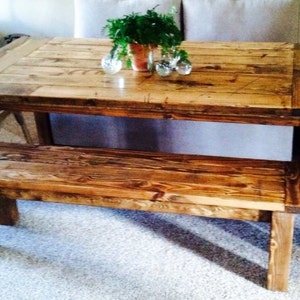 Farmhouse table style bench rustic bench farm bench image 2