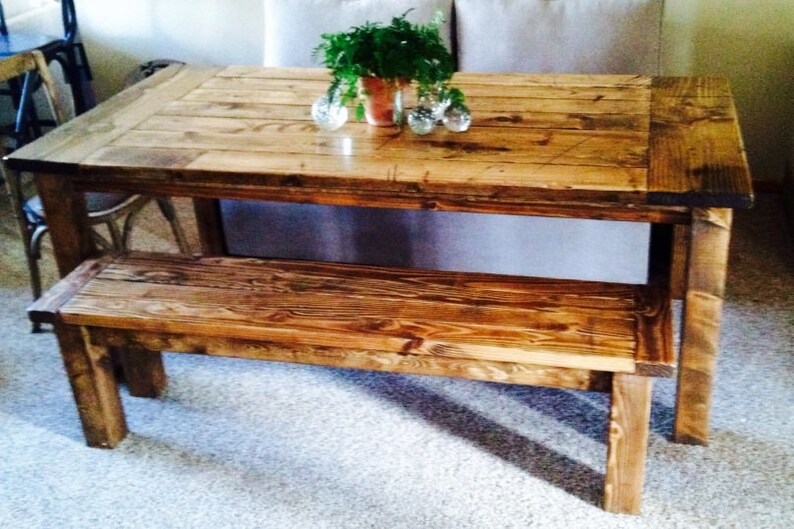 Farmhouse table style bench rustic bench farm bench image 2