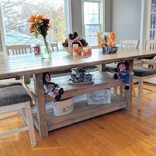 Kitchen table on sale with shelf underneath