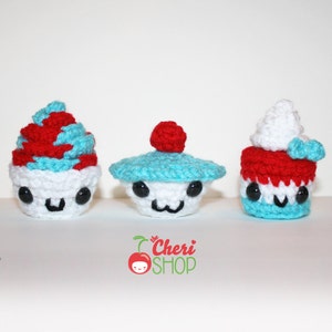 Amigurumi 4th of July Cake, Cupcake & Tart - Digital File Pattern Download - Crochet Cupcake - Tart - Layered Cake