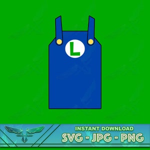 Fantasia Luigi SVG, aniversário svg, fantasia de encanador, suspensórios svg, aniversariante svg, fantasia super bros, camisa de aniversário luigi cricut V2