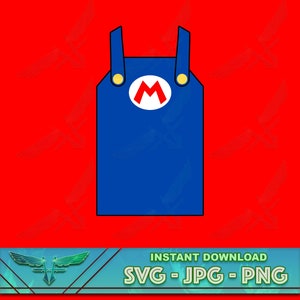 Fantasia Mario SVG, aniversário svg, fantasia de encanador, suspensórios svg, aniversariante svg, fantasia super bros, camisa de aniversário mario cricut V2