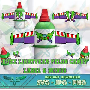 Buzz Pelon Pelo Candy Wing SVG, Custom Candy Cover Wing Pelon, Pelon Rico Party Labels, Space Ranger Party, Instant Digital Download PNG PDF