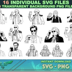 Presidents SVG, funny 4th of july svg, presidents drinking beer, cool presidents, laser cut file, Cricut, Silhouette, digital download png