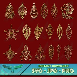 Paquete de plantillas elegantes para aretes de madera, paquete de svg para aretes, archivo de corte para aretes, tarjeta para aretes, plantilla para aretes de cuero sintético cortada con láser