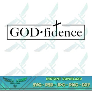Godfidence SVG, god fidence cute Christian SVG, versículos de la Biblia, letrero de decoración, DIY Cricut svg Silhouette, diseño de camisa de escritura con letras a mano