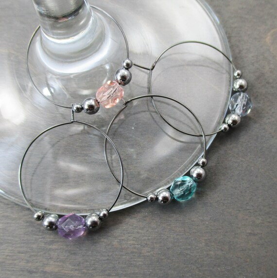 4 Crystal Wine Charms Metal Glass Wedding - Wedding Wine Glass Charms Bulk 4 Crystal Wine Charms Metal Glass Wedding - Wedding Wine Glass Charms Bulk