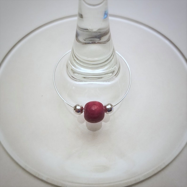 silver wooden wine charms unique wine gift Set of 30 wooden wine glass charms wine hostess gift wine accessories