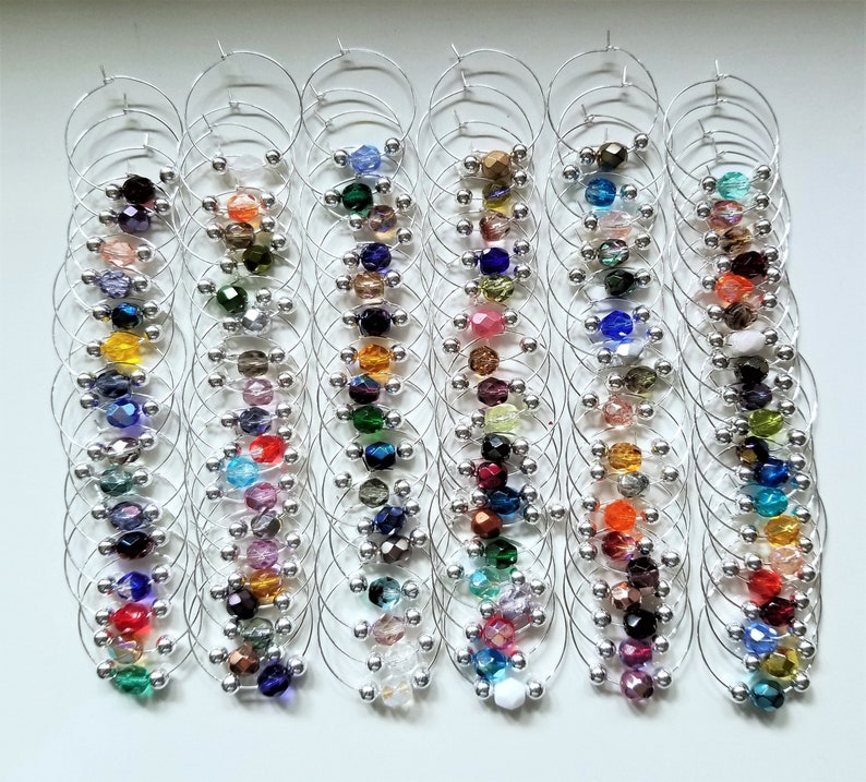 Bulk wine charms 97 colors silver crystal wine glass Etsy