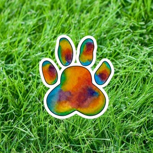 Pegatina de huella de acuarela, vinilo impermeable con efecto tie-dye de arcoíris colorido