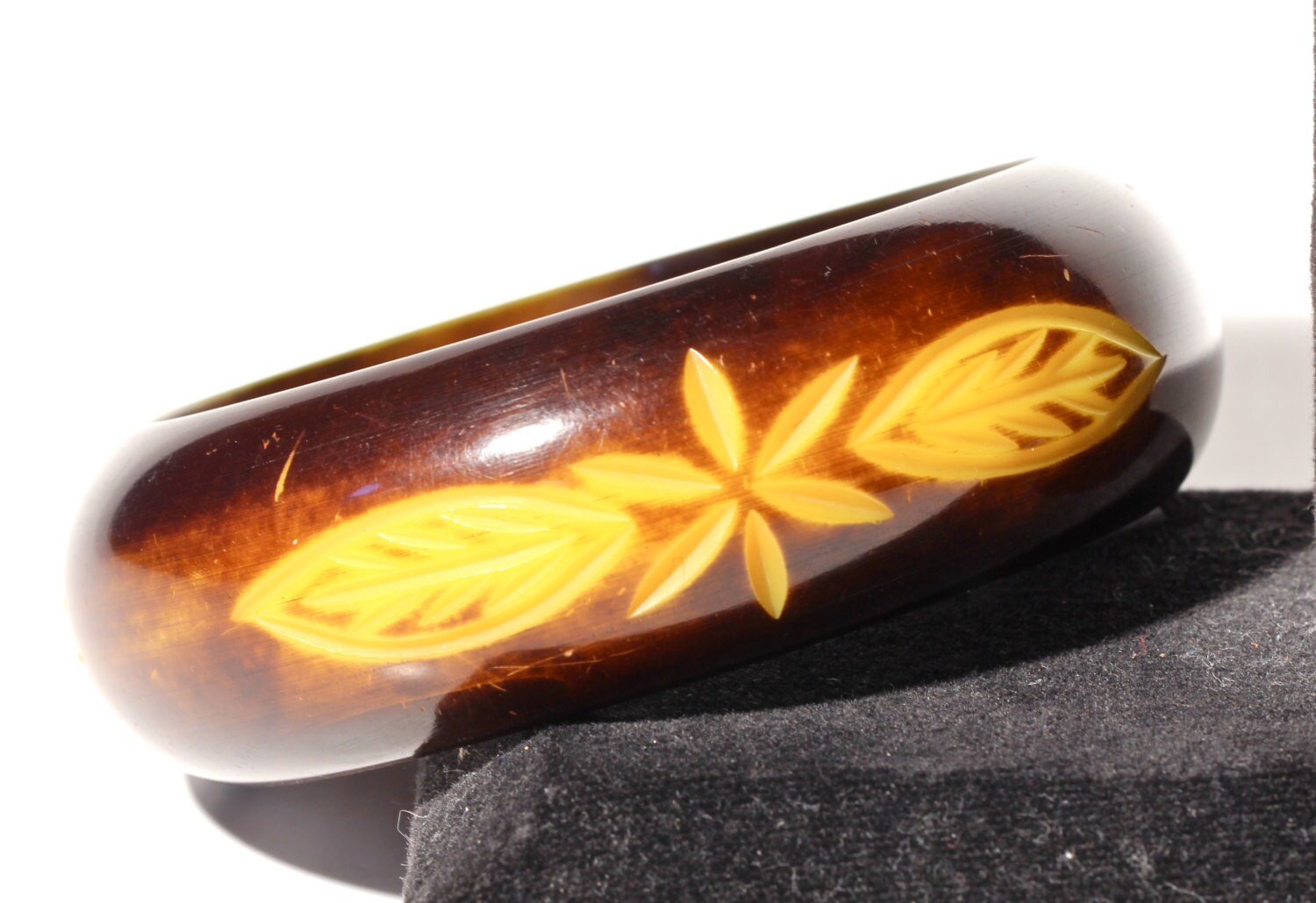 Vintage Carved Resin Bangle Bracelet, Antique Bangle Bracelet, Vintage