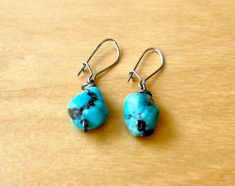 Sweet Turquoise and Silver Pierced Earrings