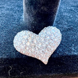 Fabulous Rhinestone Heart Pin, Bubble Heart Rhinestone Bling Pin
