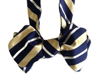 Handcrafted Silk  Bowtie - Campus Stripe - One-of a-Kind - Pre-tied or Self-tie