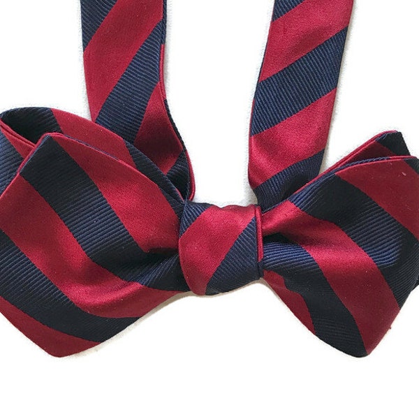 Men's Silk Bow Tie - Blazer Stripe - One-of-a-Kind, Self-tie - Free Shipping