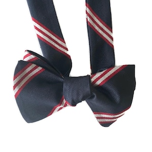 Silk Bow Tie - Classic  Stripe - One-of-a-Kind - Handmade - Pre-tied or Self-tie