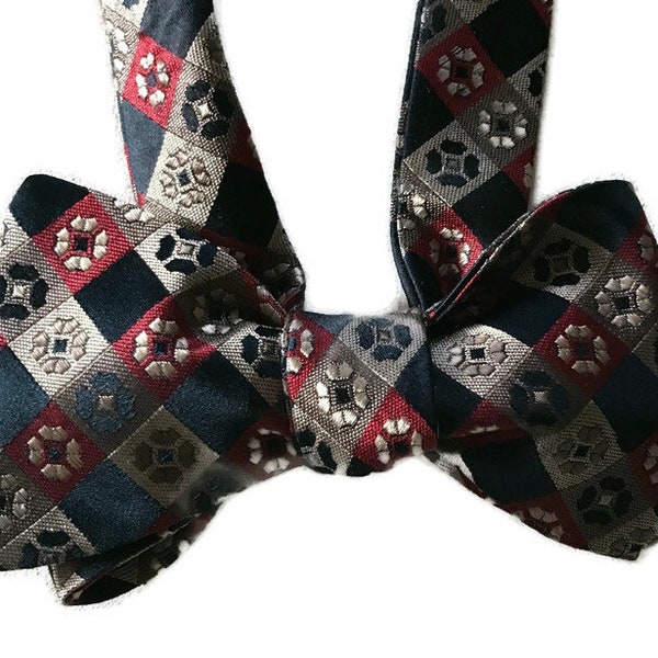 Men's Silk Bow Tie - Checkers - One-of-a-Kind, Self-tie - Free Shipping