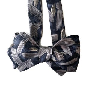 Men&#39;s Silk Bow Tie -Brush Strokes - One-of-a-Kind - Handmade - Pre-tied or Self-tie
