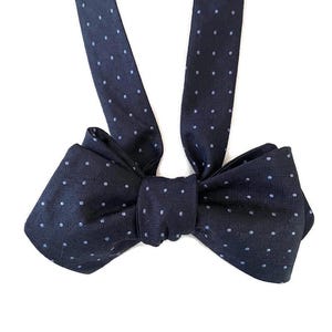Silk Bow Tie - Blue Dot - One-of-a-Kind - Handmade - Pre-tied or Self-tie
