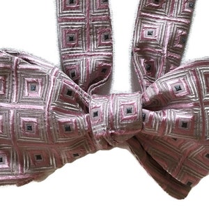 Men&#39;s Silk Bow Tie - Pink Square - One-of-a-Kind, Handcrafted, Self-tie - Free Shipping