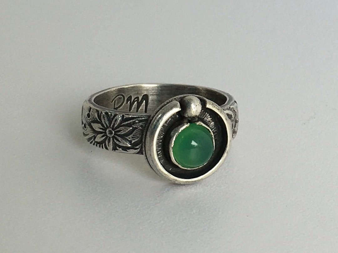 Green Chalcedony Statement Ring. Sterling Silver. Artisan - Etsy