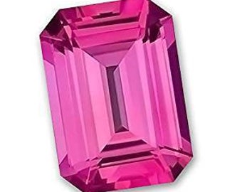 Lab Grown Pink Sapphire 14mm x 10mm Emerald Cut wholesale Lot of 2 gemstones