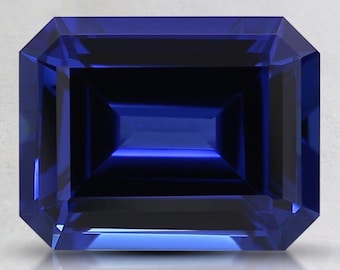 Lab Grown Blue Sapphire 18mm x 13mm Emerald Cut en gros Lot de 1 pierre précieuse
