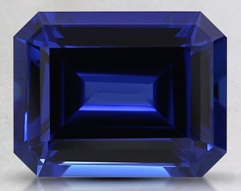 Lab Grown Blue Sapphire 11mm x 9mm Emerald Cut wholesale Lot of 1 gemstone