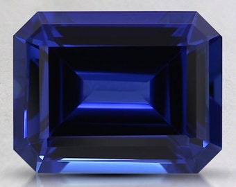 Lab Grown Blue Sapphire 18mm x 13mm Emerald Cut en gros Lot de 1 pierre précieuse