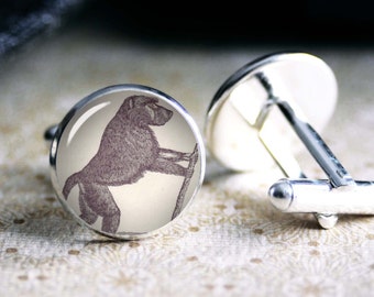 Monkey drawing cufflinks, cool gifts for men, wedding silver plated or black cuff link gift for men