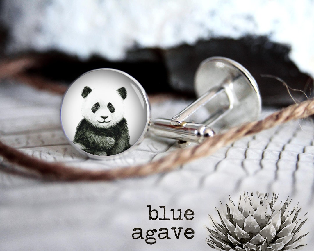 Panda Drawing Cufflink Custom Personalized Cufflinks, Cool Gifts for