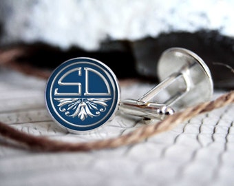 Monogrammed initials personalized cufflinks, cool gifts for men, custom wedding silver plated or black cufflink
