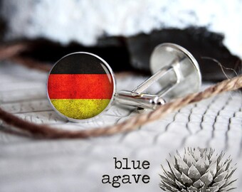 German Flag cufflink custom personalized cufflinks, cool gifts for men, wedding silver or black cuff link gift for men