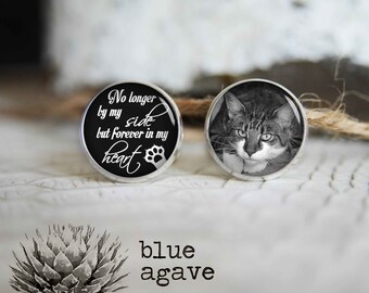 Cat memorial photo cufflinks, custom photo cufflinks, cool gifts for men, custom wedding silver plated or black cuff link