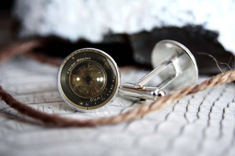 custom wedding silver plated or black cuff link Vintage camera lens personalized cufflinks CL04 cool photographer gifts for men
