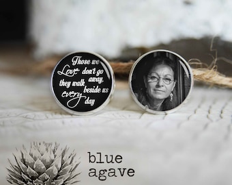 Custom memorial photo cufflinks, personalized photo cufflinks, cool gifts for men, custom wedding silver plated or black cuff link