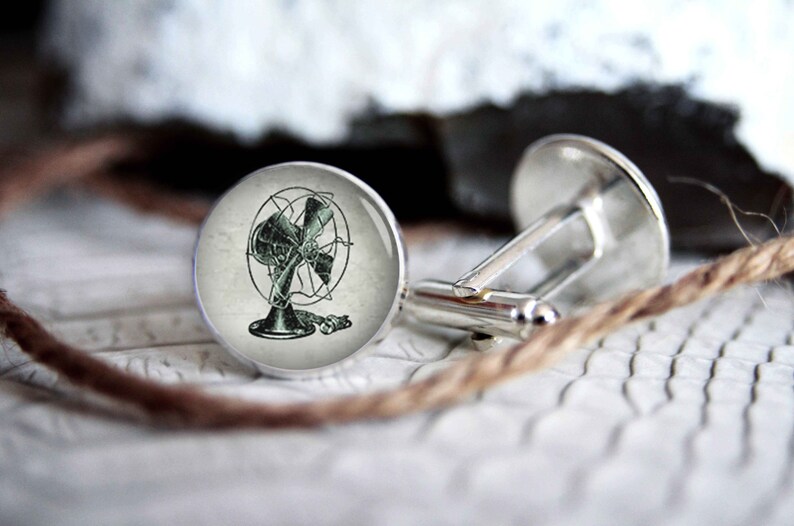 cool gifts for men wedding silver plated or black cuff link gift for men Fan vintage drawing cufflink custom personalized cufflinks