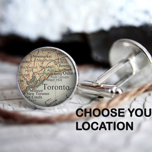 Custom Map cufflink personalized cufflinks, cool gifts for men, wedding silver plated or black cuff link gift for men